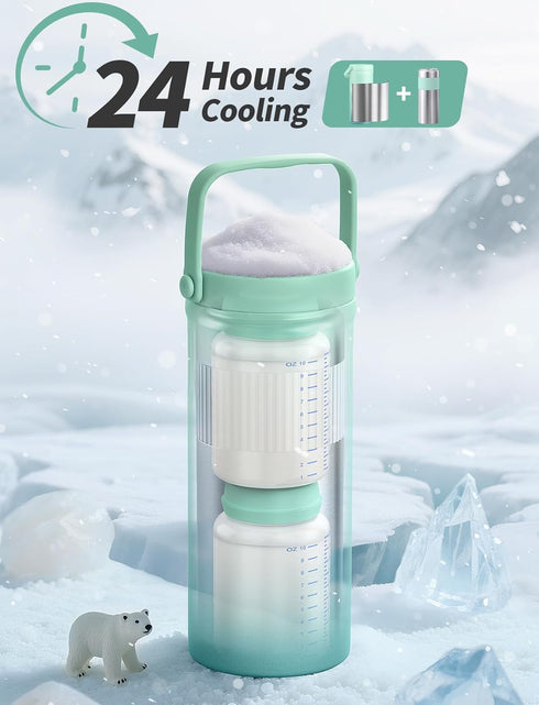 22oz 2pcs 24 Xaproo Stainless Steel Breast Milk Cooler Bottle, Large Capacity Portable Breastmilk Chiller with Storage