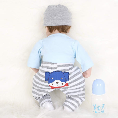 ENADOLL Reborn Baby Doll, Realistic Silicone Vinyl Baby Blue Dog Boy, 16 inch Weighted Soft Body