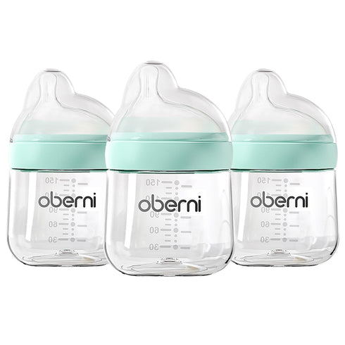 Oberni Baby Bottles with Slow Off-Centered Nipple for 0+ Months, Anti Colic