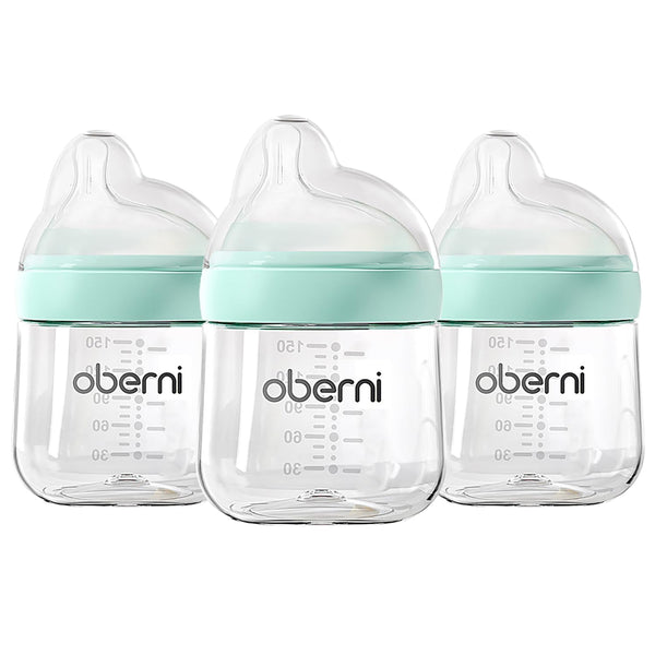 Oberni Baby Bottles with Slow Off-Centered Nipple for 0+ Months, Anti Colic