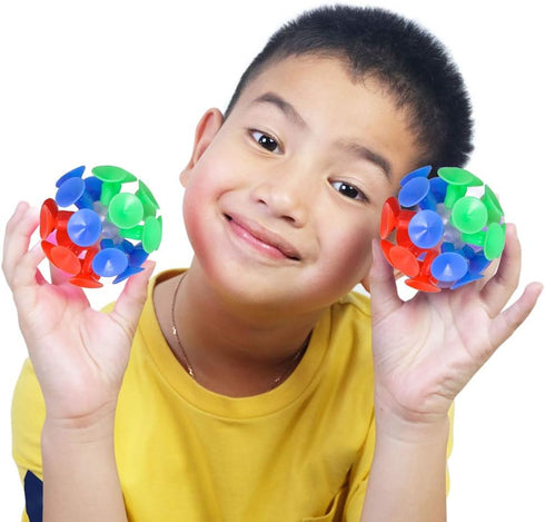ArtCreativity Set of 12 Suction Cup Ball Toys for Kids, Sticky Tossing Balls for Indoor and Outdoor Play