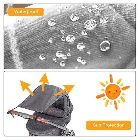 Universal Foldable Stroller Sun Shade, SPF 50 UV Protection Canopy Attachment for Summer