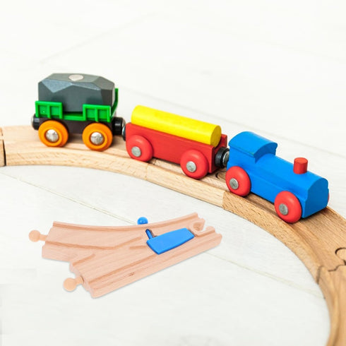 2Pcs Totority Wooden Train Tracks Track Intersections Switch Accessories Compatible with Major Brands Educational Toy