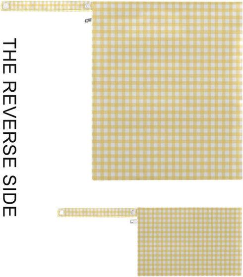 Gravopti Set 2, Yellow Gingham Wet Dry Bags of Reusable Waterproof Organizer with Zipper Pockets for Baby Diapers