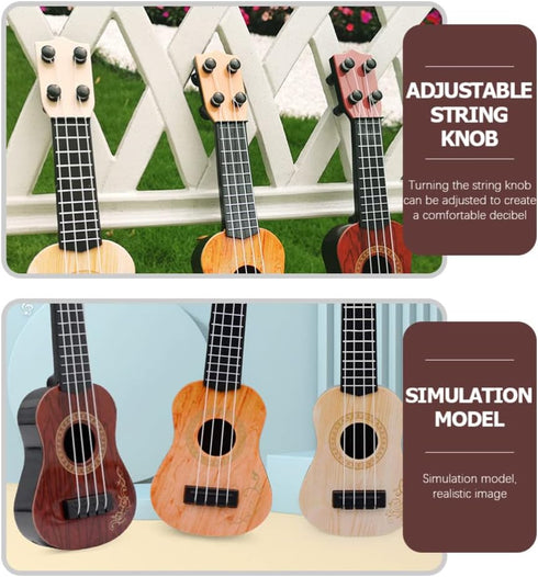 Kisangel 1pc Wooden Kids Ukulele Toy, Toddler Guitar Classical Instrument for Preschool Children, Beige