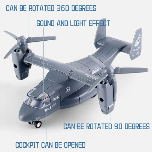 1:400 Pullback Diecast Metal Military Transport Helicopter Plane - Scale Alloy Model Twin-Engine Rotor Aircraft Toy