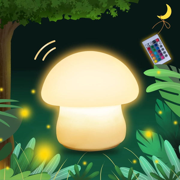 MUID Mushroom Lamp, Rechargeable Night Light, Multi-Color LED Mushroom Nightlight, Dimmable Nightlamp for