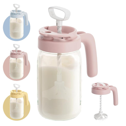 Papablic Glass Formula Pitcher, Fast Baby Breastmilk Maker with Mixing Handle Lid,