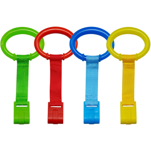 4 PCS Plastic Baby Crib Pull Rings - Kids Walking Exercises Assistant Stand Up Rings for Infant Baby Toddler