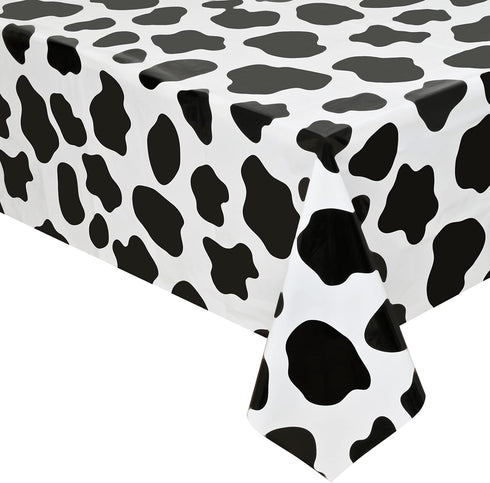 2 Pcs Cow Print Tablecloth - 87 x 51 Inches Plastic Table Cover for Farm Animal Birthday Party Supplies