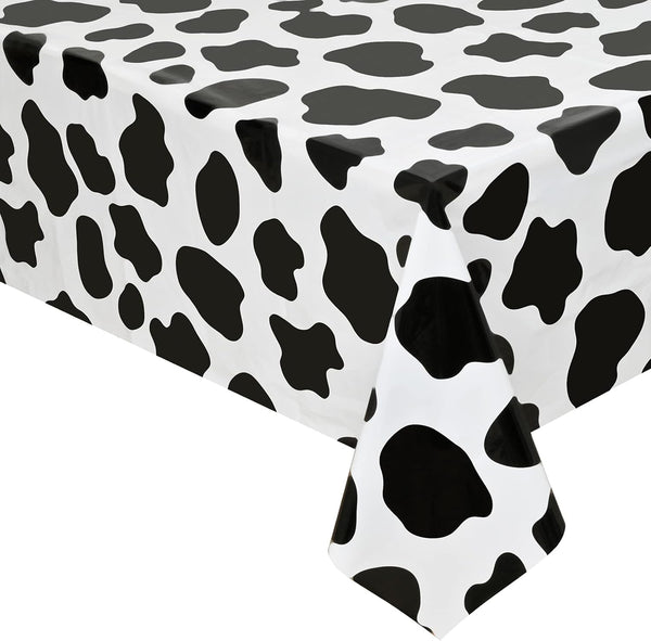 2 Pcs Cow Print Tablecloth - 87 x 51 Inches Plastic Table Cover for Farm Animal Birthday Party Supplies
