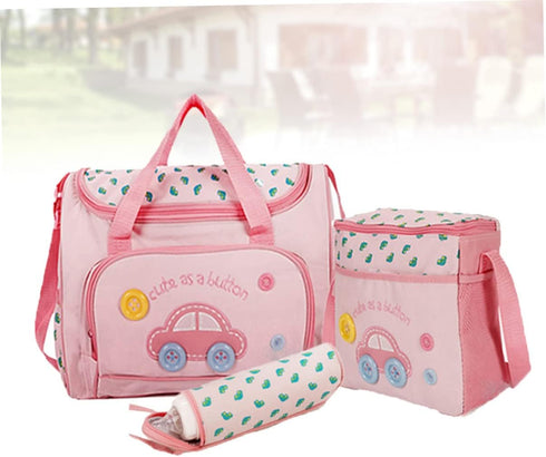 Set Large Capacity Diaper Bag for Moms Multi-Functional Travel Tote Changing Pad Stylish Car Pattern for Baby Nursing