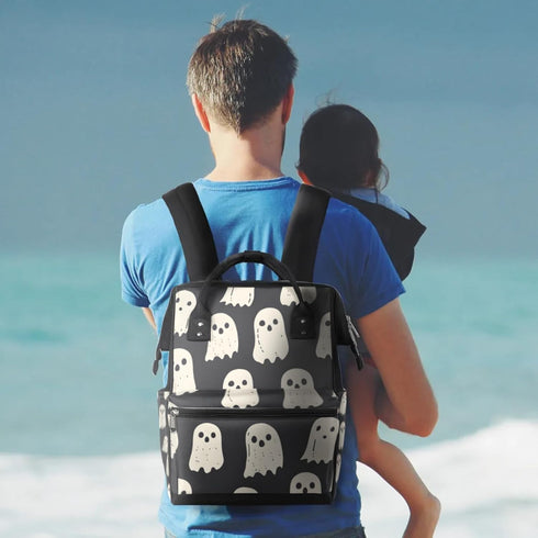 Hsnar Backpack Halloween Ghosts Print Waterproof Diaper Bag Large Capacity Baby Bag with Stroller Straps, Multi-Pocket