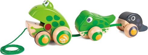 Hape Pull Along Frog Family with Anti-Rollover Wheels, Toddler Push and Pull