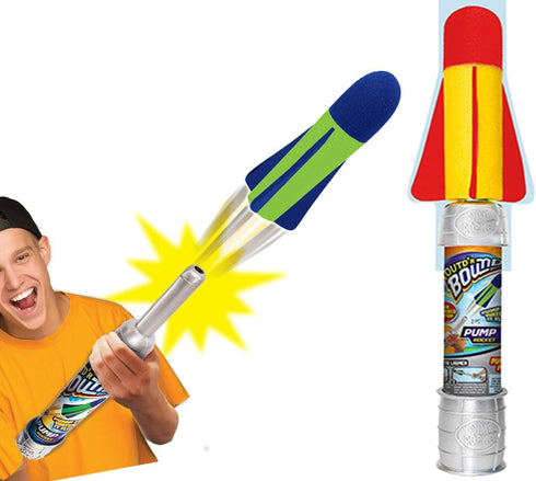 JA-RU Large Air Powered Rocket Launcher Pump Toy with Soft Foam Rockets, Outdoor Games for Kids