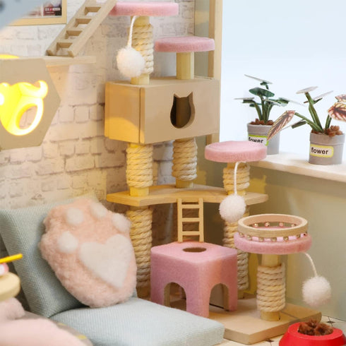MAGQOO Dollhouse Miniature with Furniture DIY Wooden Dollhouse Kit Tiny House DIY House Kit Creative Room Idea Dust