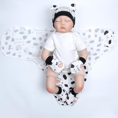 17-22 Inches 4 Pack Reborn Baby Dolls Clothes Swaddle Blanket for Reborn Dolls Girl/Boy Fake Baby Clothes Accessories