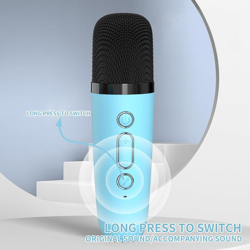 Mini Karaoke Machine for Kids, Portable Bluetooth Speaker with Wireless Microphone, Green Dinosaur Design