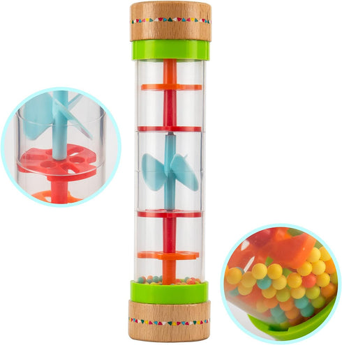 Musfunny Rainmaker Baby Rain Stick Toys, 8 inch Sensory Rattle for Babies, Colorful Musical Instrument