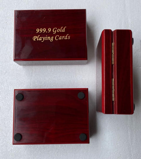 Luxury 24K Gold Foil Poker Playing Cards with Wooden Box, Waterproof Cards for Party, Camping, Birthday Gift