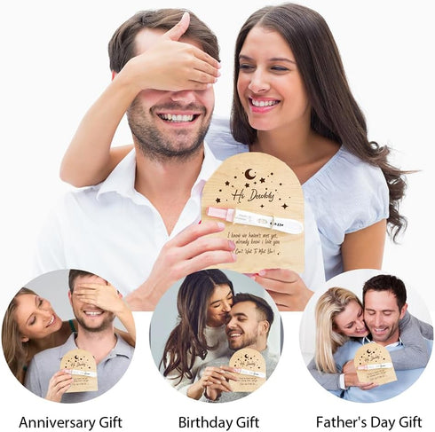 FREEBLOSS Surprise Pregnancy Announcement for Dad Baby Reveal Ideas for Husband, Hi Daddy Pregnancy Test Keepsake