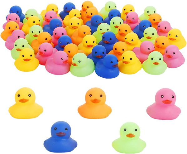 WAMSOLE 50 Pcs Multicolor Mini Rubber Ducks Baby Bath Toy ,Children Squeak and