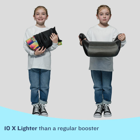 bubblebum Rainbow Inflatable Backless Booster Car Seat, Portable Travel Booster for Kids 40-100 lbs, Compact 4-10 Years