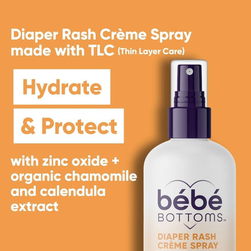 Bébé Bottoms Baby Diaper Rash Cream Spray, No-Rub Touch Free Application, 50 ml