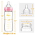 2 Pack, 8 oz Matyz Glass Breastmilk Baby Feeding Bottle with Nipple, Slim and Light Bottle Easy to Hold, Food Grade