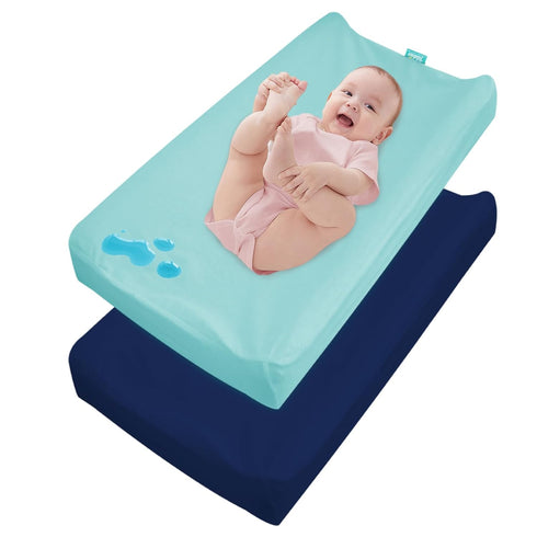 Waterproof Changing Pad Cover, 2 Pack Diaper Change Table Sheets for Baby Boys Girls, Breathable & Ultra Soft