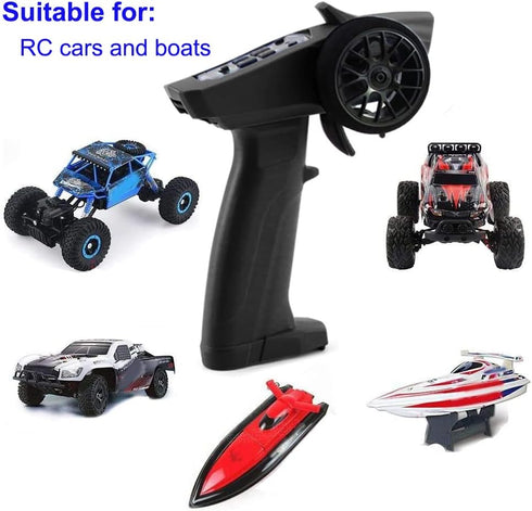 Turbo Racing 91803G-VT RC Remote Controller with 4CH Receiver for RC Car Boat, 2.4GHz 3CH