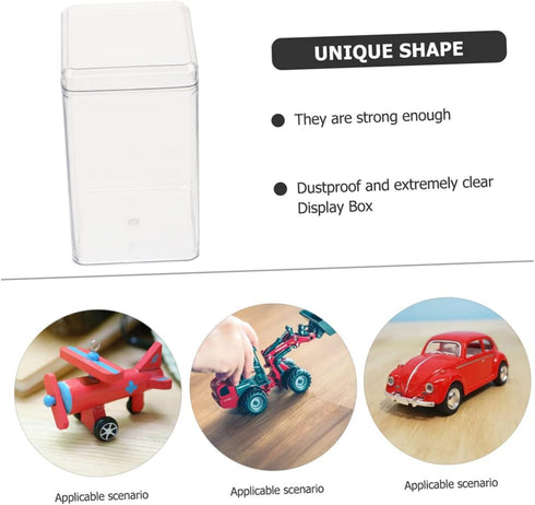 Abaodam 6pcs Box Display, Plastic Container Mini Toy Container for Baby Doll, Acrylic Display Case for Figurines