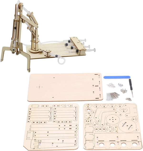 Walfront Hydraulic Wooden Robotic Arm Kit, Model Building Tool Set for Teaching DIY Science Interests