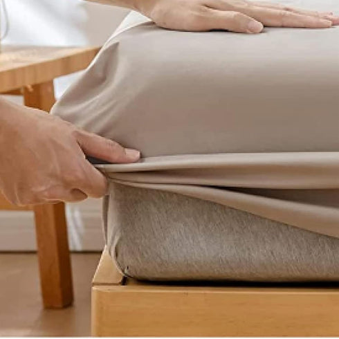 FIDSEJEONA Waterproof Fitted Sheet for Kids & Elderly Deep Pocket Mattress Cover, Solid Color Urine-Resistant