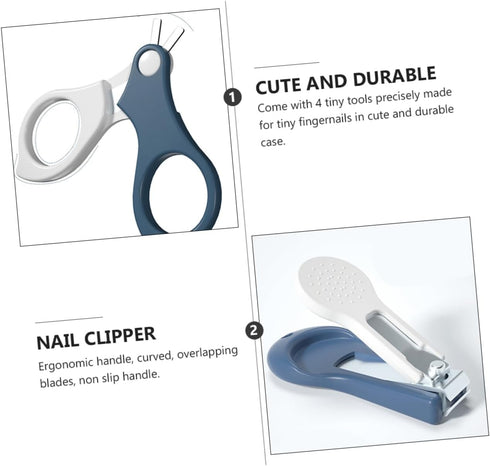 Set Portable Nail Care for Newborns - Safe Clipper Kit with Scissors, File & Tweezers in Case