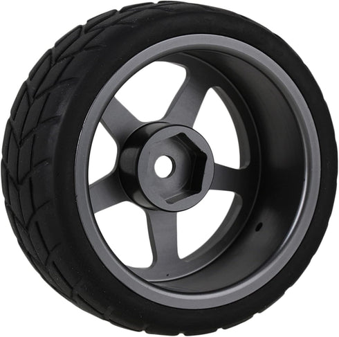 Mxfans 5 Spoke Grey Aluminium Alloy Wheel Rims & Black Square Pattern Rubber Tyres for RC 1:10 On Road Racing Car Set