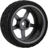 Mxfans 5 Spoke Grey Aluminium Alloy Wheel Rims & Black Square Pattern Rubber Tyres for RC 1:10 On Road Racing Car Set