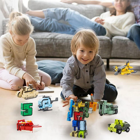 3 4 5 VEAIS Number Transforming Toys, Alpha Bot Military Transforming Robet Toy for Tollders Montessori Teaching