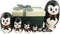 Apol Lovely Penguin with Bowtie Handmade Wooden Russian Nesting Dolls Set, 10 Pieces in a Box