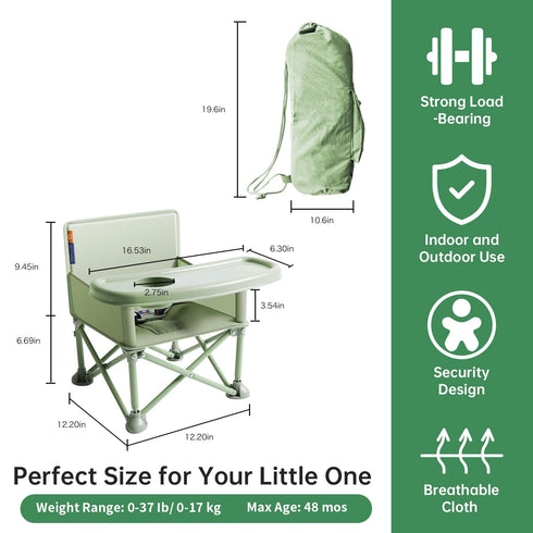M-CASTLE 6 3 New Portable Travel Booster Seat with Tray|Foldable Infant Seat Booster Dining Chair|Great for Camping