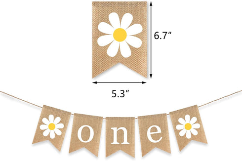 Gankbite 1st Daisy Birthday Decoration One Highchair Banner For Girls Pink White Flower Balloon Tassel Boho Party Cake