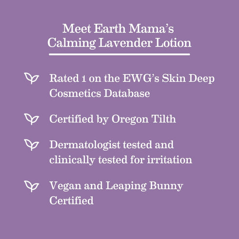 Earth Mama Calming Lavender Baby Lotion for Dry Skin, Organic Moisturizer with Aloe Juice, Rooibos, & Shea Butter, 8 Fl