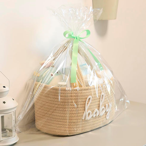 ZOMBATI Baby Diaper Caddy Organizer, Large Nursery Storage Bin Basket for Baby Shower and Baby Wipes- Cotton Rope