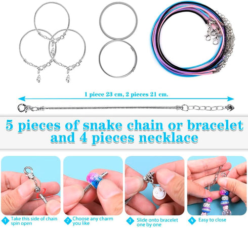 AIPRIDY Charm Bracelet Making Kit, Unicorn Mermaid Crafts Gifts Set for Girls 5-12 Years Old