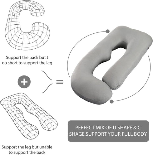 BATTOP Pregnancy Pillows for Sleeping,Full Body Maternity Pillow with Cooling Cover,Support for Back,Hips,Legs,Belly