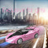 Remote Control Car - Pink RC Cars for Girls - Rechargeable Racing Vehicle Toy with LED Headlight for Kids Age 3+