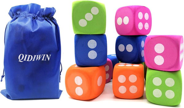 Jumbo EVA Dices, Giant Dot Foam Dices for Kids Building Blocks, Educational Party Supplies, 12PCS in 4 Colors