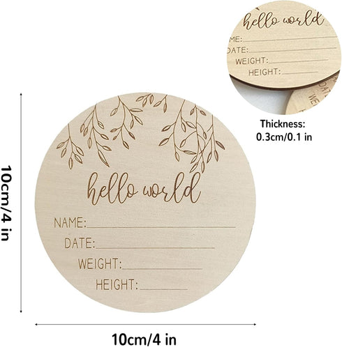 Hganxiu Sign,4 Inch Baby Announcement Sign Name,Hello World Newborn Wooden Welcome Baby Milestone Signs