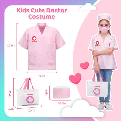Set 3 4 5 6 Meland Toy Doctor Kit for Girls, Pretend Play Toy Doctor with Dog , Carrying Bag, Stethoscope & Dress Up