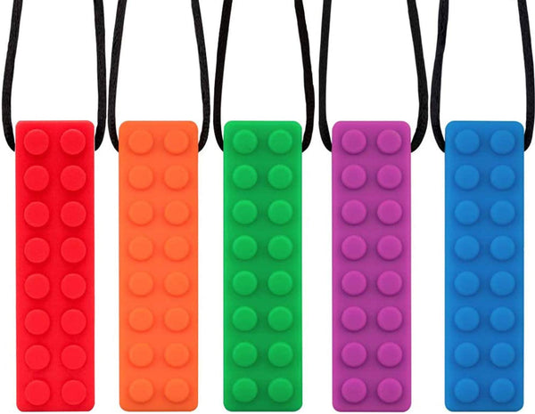 Chew Necklace, Sensory Chew Necklace Bundle for Kids with Teething, ADHD, Autism, Oral Motor Needs (5 PCS)